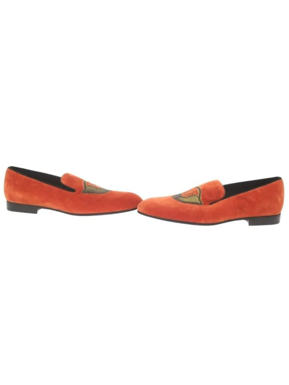 Louis Vuitton Auteuil Velour 6.5 Orange Loafers Opera Shoes Flat